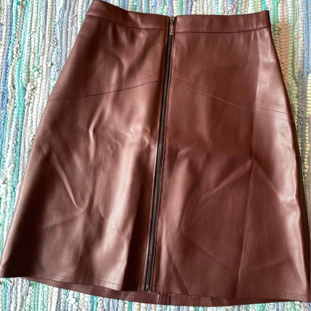 Faux Leather Burgundy Mini/Midi Skirt